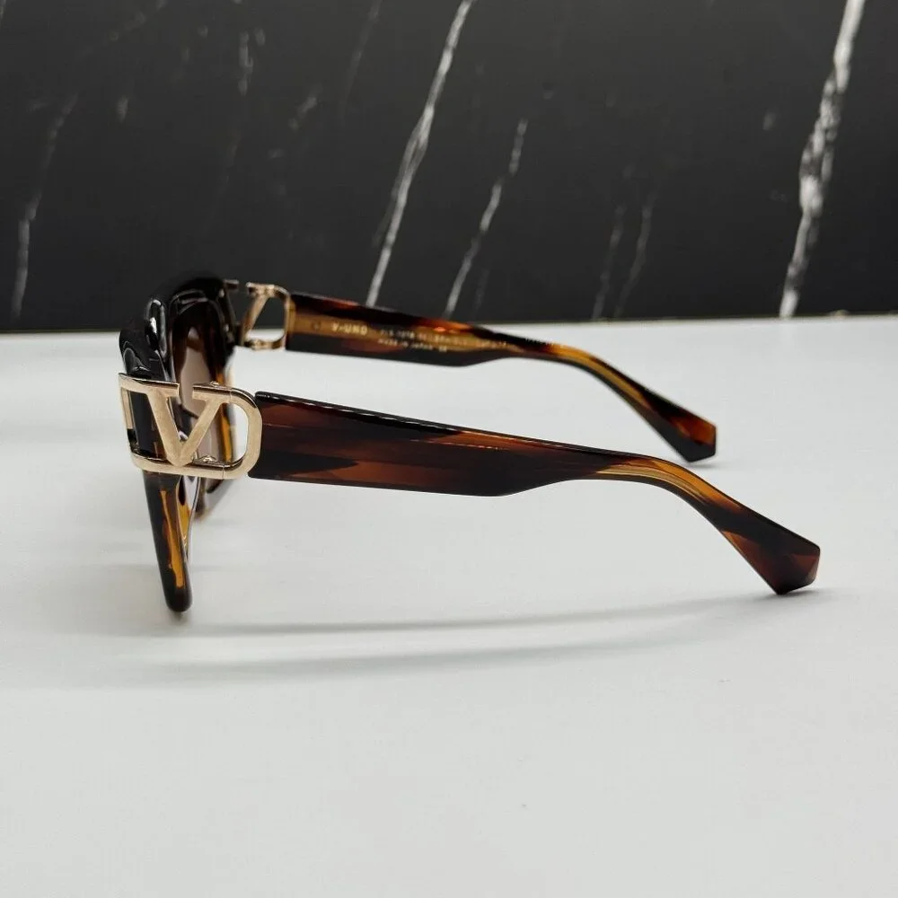 NEW VALENTINO VLS-107B HAVANA SQUARE SUNGLASSES VALENTINO
